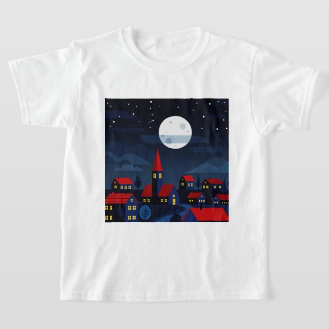 Camiseta Illustration of a peaceful night town (Distribución)
