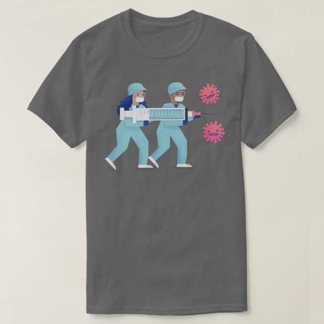 Camiseta Illustration of Frontline Doctor Nurse fighting co (Diseño del anverso)