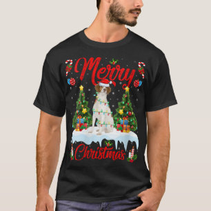 Camiseta Ilumina el árbol navideño Santa Brittany Spaniel D