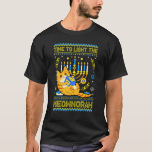 Camiseta Ilumina La Meownorah Menorá Judía De Gato Fea Chan