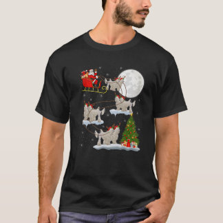 Camiseta Iluminación de árbol de Navidad Santa montando per