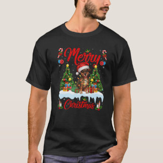 Camiseta Iluminación de árbol de Navidad Santa Perro Pinsch
