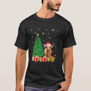 Camiseta Iluminación de árbol de Navidad Sombrero de Santa 