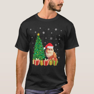 Camiseta Iluminación de árbol de Navidad Sombrero de Santa 