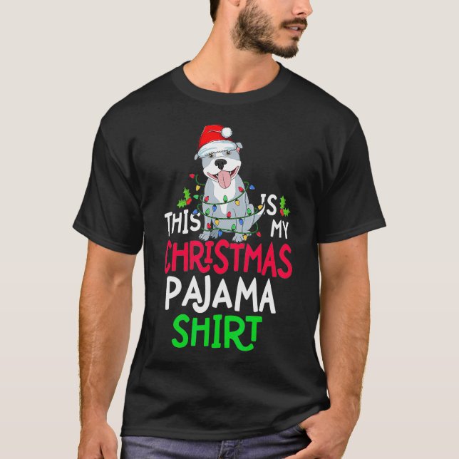 Camiseta Iluminación De Árbol De Perro De Pitbull Este Es M (Anverso)