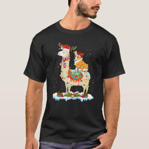 Camiseta Iluminación de Navidad Corgi Santa Corgi montando
