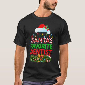 Camiseta Iluminación de Navidad Dentista Favorito de Santa 