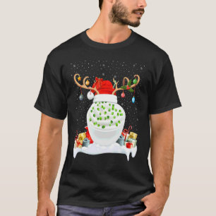 Camiseta Iluminación de Navidad Reno Sombrero de Santa Crem