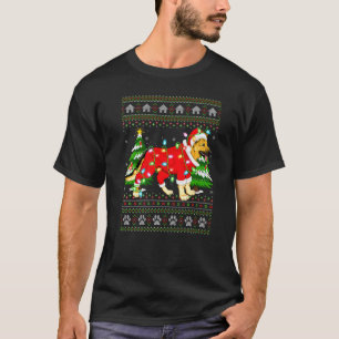 Camiseta Iluminación de Navidad Santa Feo Pastor Alemán Nav