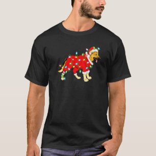 Camiseta Iluminación de Navidad Santa Pastor Alemán Navidad