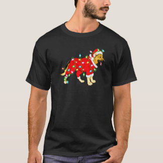 Camiseta Iluminación de Navidad Santa Pastor Alemán Navidad