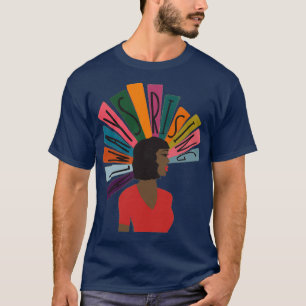 Camiseta Iluminación del Ilustracion de mujer negra en asce