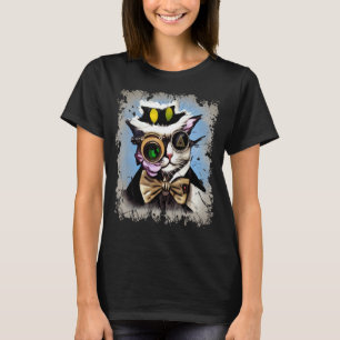 Camiseta Iluminación escalofriante Gato Cyborg Monocle Stea