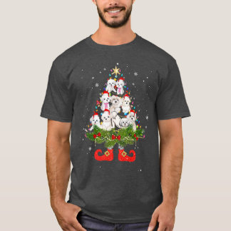 Camiseta Iluminación maltesa del árbol de Navidad Cuidada S
