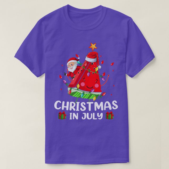 Camiseta Iluminación Santa Watermelon Navidad Árbol Navidad (Diseño del anverso)