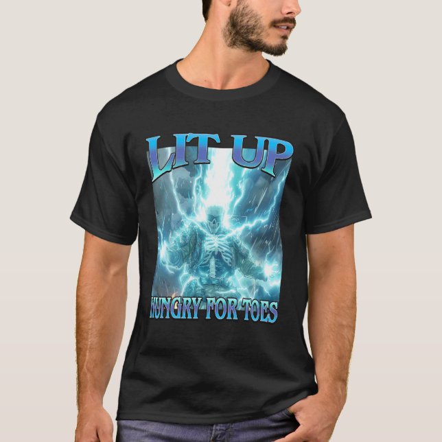 Camiseta Iluminado Hambriento de Dedos - Esqueleto de Relám (Anverso)