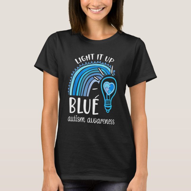 Camiseta Ilumínalo de Azul Rompecabezas Arcoíris Conciencia (Anverso)