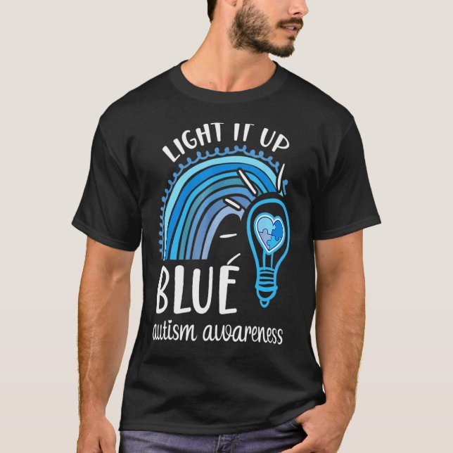 Camiseta Iluminarlo Azul Autismo Conciencia Mes Arcoiris Pu (Anverso)