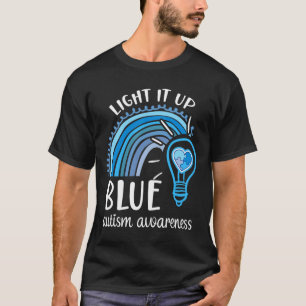 Camiseta Iluminarlo Azul Autismo Conciencia Mes Arcoiris Pu