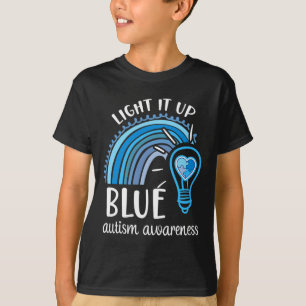 Camiseta Iluminarlo Azul Autismo Conciencia Mes Arcoiris Pu