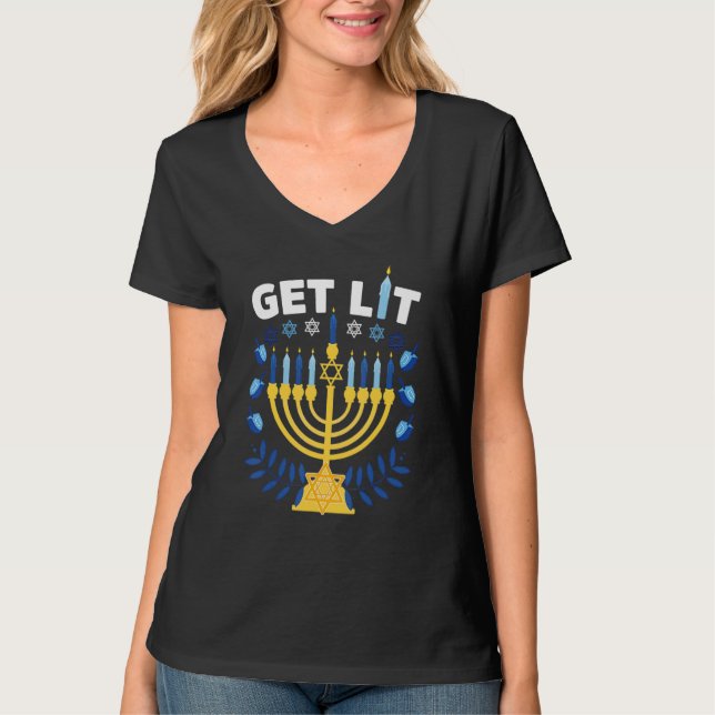 Camiseta iluminemos menorah hanukkah chanukkah chri (Anverso)