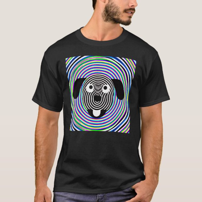 Camiseta Ilusión óptica cachorro arte perro ingenioso (Anverso)