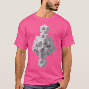 Camiseta Ilusión óptica geométrica Cubos blancos