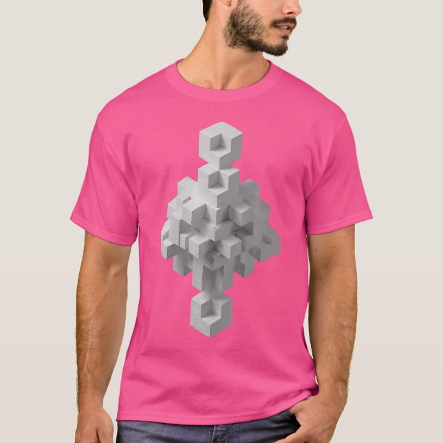 Camiseta Ilusión óptica geométrica Cubos blancos (Anverso)
