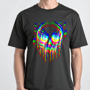 Camiseta Ilusión Trippy Skull - Glitchcore RGB Psicodélico
