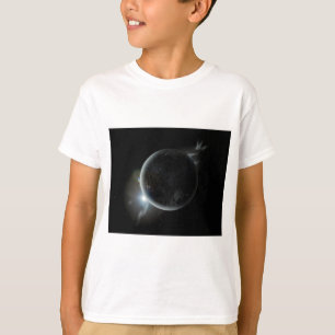Camiseta ilustracion 3d del planeta negro en el universo