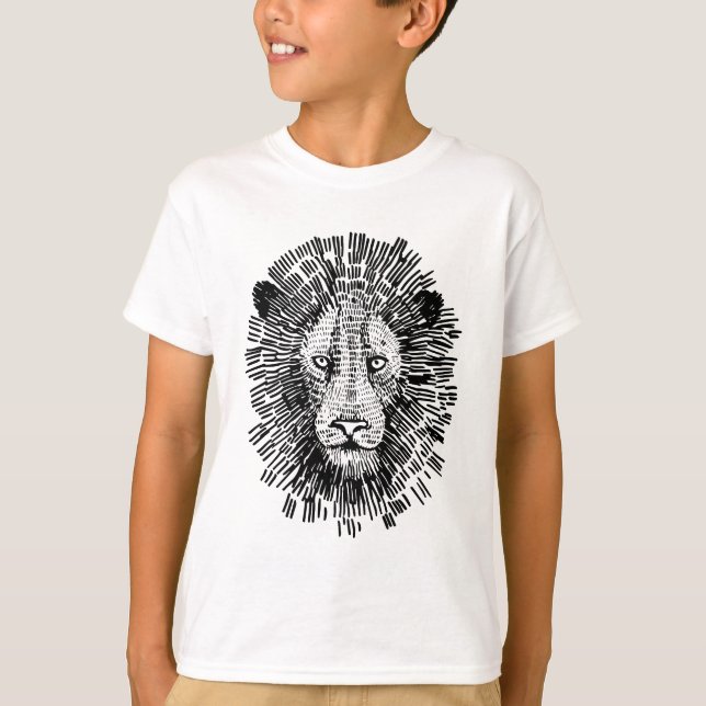 Camiseta Ilustración abstracta de cara de león audaz (Anverso)