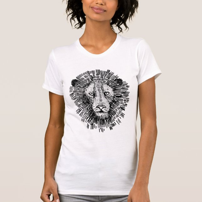 Camiseta Ilustración abstracta de cara de león audaz (Anverso)