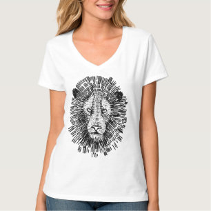 Camiseta Ilustración abstracta de cara de león audaz