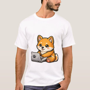 Camiseta Ilustración acogedora de Shiba Inu lindo con portá