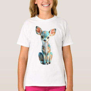 Camiseta Ilustración Acuarela de Ciervo Manchado Colorido p