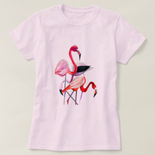 Camiseta Ilustracion acuarela de flamingo rosa divertido