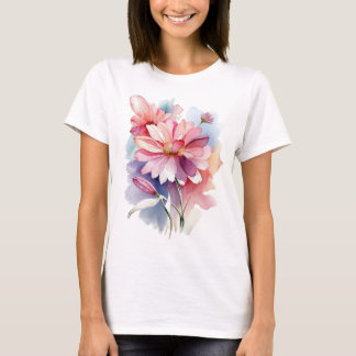 Camiseta Ilustracion acuarela de flores aster