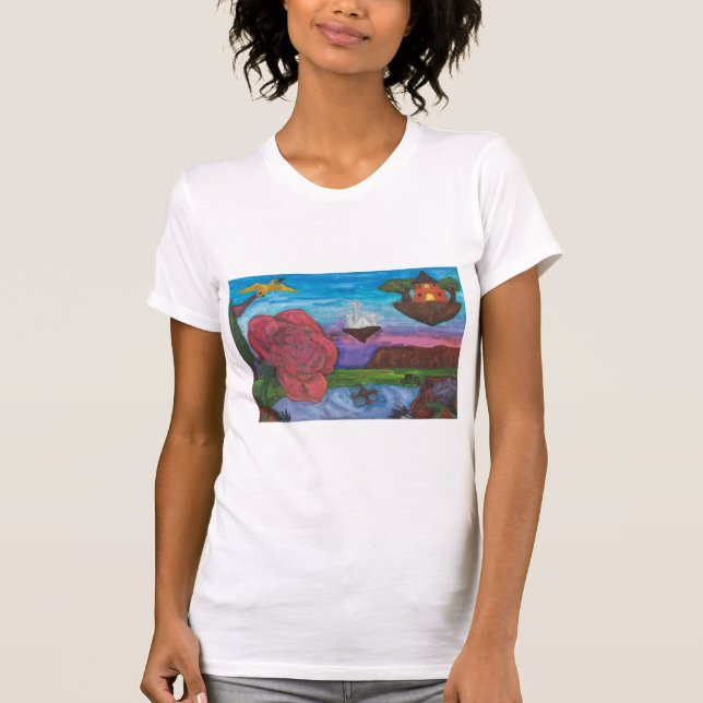 Camiseta Ilustracion acuarela Dimensión Rosa de fantasía (Anverso)