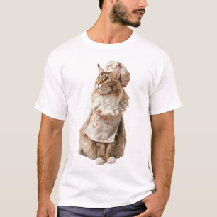 Camiseta Ilustración adorable de gato Maine Coon chef