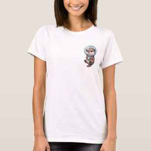 Camiseta Ilustración adorable de nutria astronauta