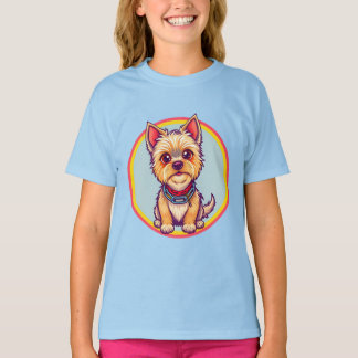 Camiseta Ilustracion Adorable de Perro de Caricatura