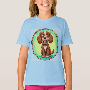 Camiseta Ilustración adorable de perro de dibujos animados