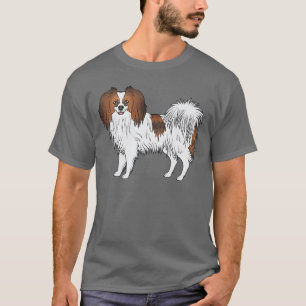 Camiseta Ilustración adorable de perro Phalène Sable Rojo F
