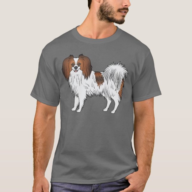 Camiseta Ilustración adorable de perro Phalène Sable Rojo F (Anverso)
