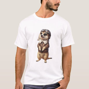 Camiseta Ilustración adorable de suricata aviador