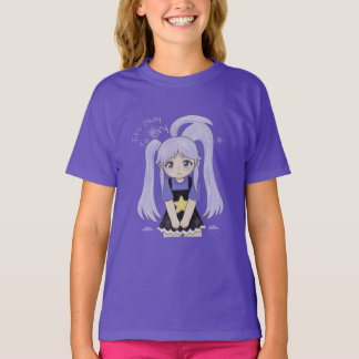Camiseta Ilustración adorable de una chica triste dibujada 