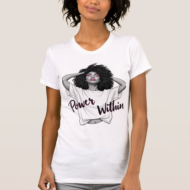 Camiseta Ilustración Afro del Poder Interior del Cabello Na (Anverso)