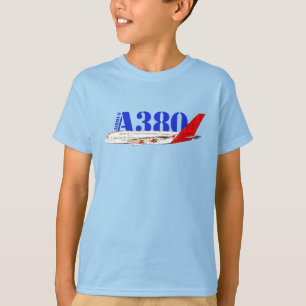 Camiseta Ilustracion Airbus A380 con diseño de cola roja au