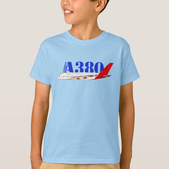 Camiseta Ilustracion Airbus A380 con diseño de cola roja au (Anverso)