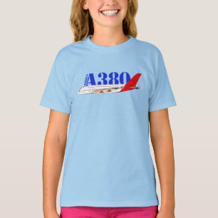 Camiseta Ilustracion Airbus A380 con diseño de cola roja au